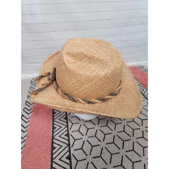 SHADY BRADY BUFFALO NICKEL & HORSE HAIR BRAID STRAW COWBOY HAT, SZ LARGE - Picture 7 of 13